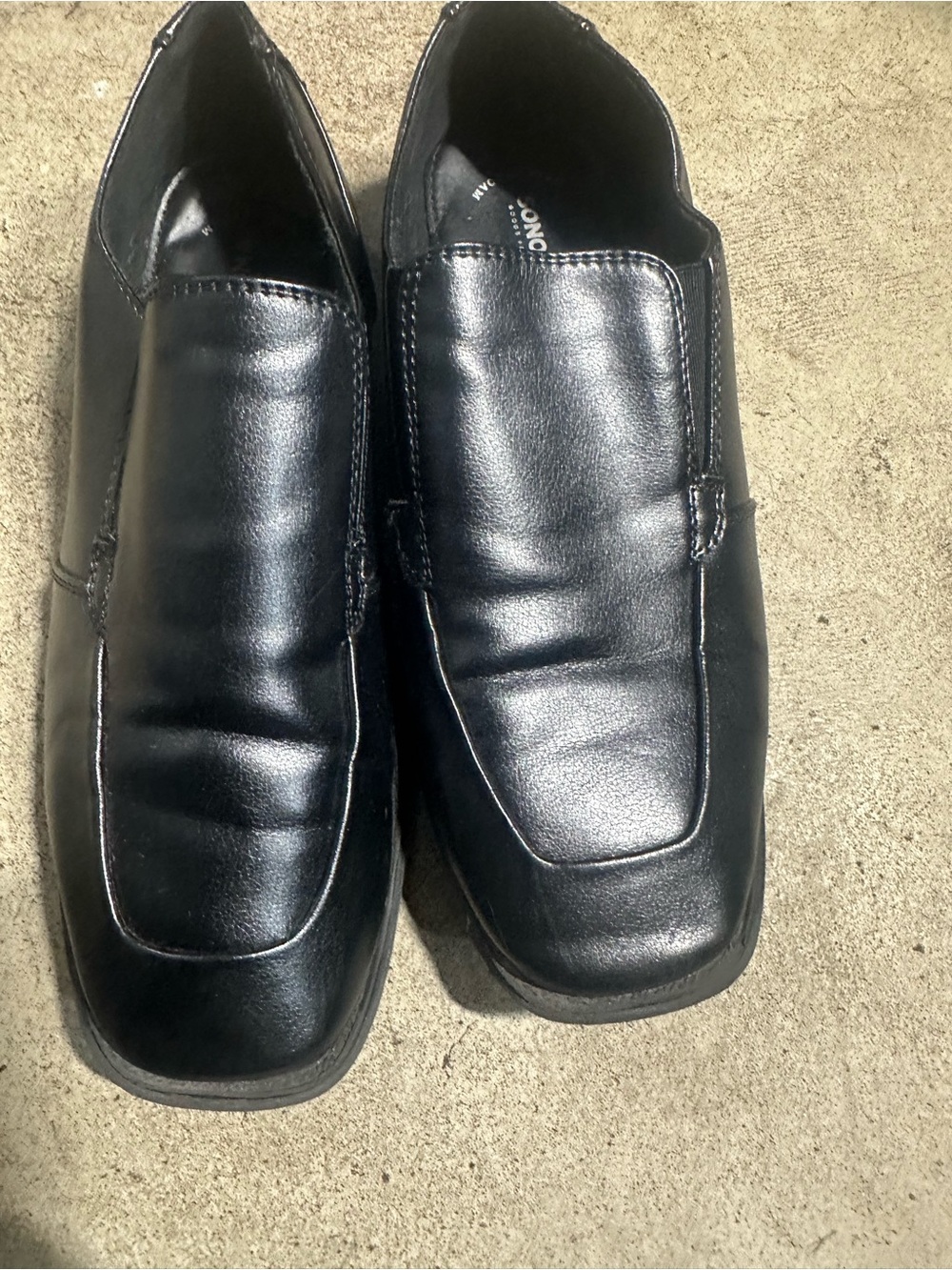 Sonoma Black Kids Slip-On Loafers — Smooth Faux Leather